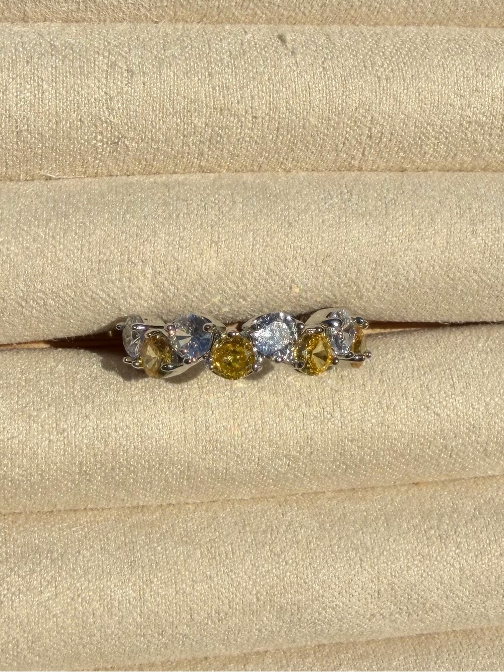 Open Adjustable Yellow & Clear Crystal Rhinestone Statement Ring - Picture 4 of 4